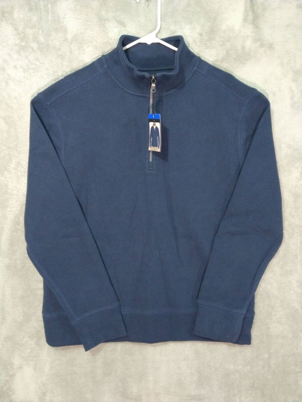 Banana Republic Sweater Mens Large Blue 1/4 Zip Pullover Cotton Mock Neck